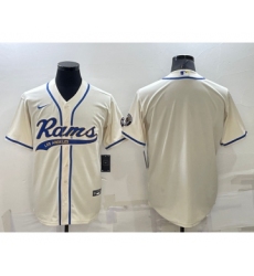 Men's Los Angeles Rams Blank Cream Stitched MLB Cool Base Nike Baseball Jersey