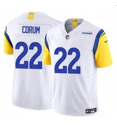 Men's Los Angeles Rams #22 Blake Corum White 2024 Draft F.U.S.E. Vapor Untouchable Football Stitched Jersey