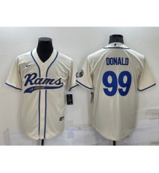 Men's Los Angeles Rams #99 Aaron Donald Cream Stitched Cool Base Nike Baseball Jersey