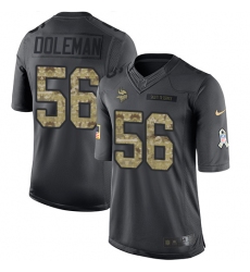 Youth Nike Minnesota Vikings #56 Chris Doleman Limited Black 2016 Salute to Service NFL Jersey