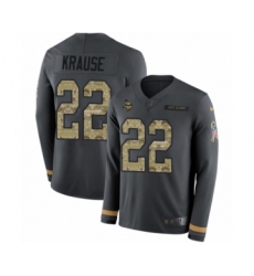 Men's Nike Minnesota Vikings #22 Paul Krause Limited Black Salute to Service Therma Long Sleeve NFL Jersey