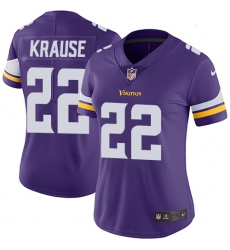 Women's Nike Minnesota Vikings #22 Paul Krause Purple Team Color Vapor Untouchable Limited Player NFL Jersey