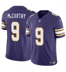 Men's Minnesota Vikings #9 J.J. McCarthy Purple 2024 Draft F.U.S.E. Throwback Vapor Untouchable Limited Football Stitched Jersey