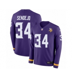 Youth Nike Minnesota Vikings #34 Andrew Sendejo Limited Purple Therma Long Sleeve NFL Jersey