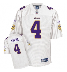 Reebok Minnesota Vikings #4 Brett Favre All White Replica Throwback NFL Jersey