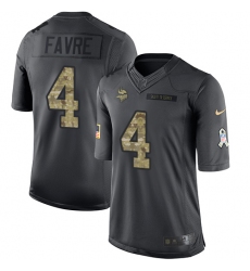 Youth Nike Minnesota Vikings #4 Brett Favre Limited Black 2016 Salute to Service NFL Jersey