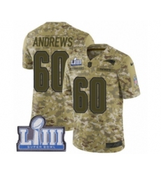 Men's Nike New England Patriots #60 David Andrews Limited Camo 2018 Salute to Service Super Bowl LIII Bound NFL Jersey