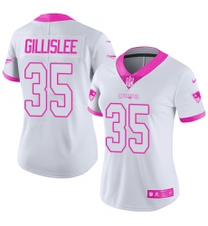 Women's Nike New England Patriots #35 Mike Gillislee Limited White/Pink Rush Fashion NFL Jersey