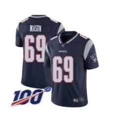 Men's New England Patriots #69 Shaq Mason Navy Blue Team Color Vapor Untouchable Limited Player 100th Season Football Jersey