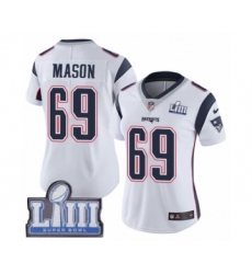 Women's Nike New England Patriots #69 Shaq Mason White Vapor Untouchable Limited Player Super Bowl LIII Bound NFL Jersey