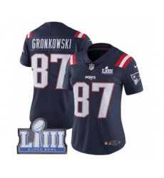 Women's Nike New England Patriots #87 Rob Gronkowski Limited Navy Blue Rush Vapor Untouchable Super Bowl LIII Bound NFL Jersey