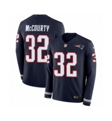Youth Nike New England Patriots #32 Devin McCourty Limited Navy Blue Therma Long Sleeve NFL Jersey