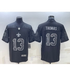 Men's New Orleans Saints #13 Michael Thomas Black Reflective Limited Stitched Football Jersey