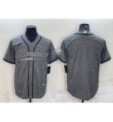 Men's Pittsburgh Steelers Blank Grey Gridiron Cool Base Stitched Baseball Jersey