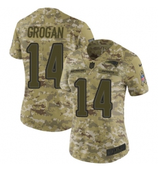 Women's Nike New England Patriots #14 Steve Grogan Limited Camo 2018 Salute to Service NFL Jersey