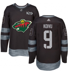 Men's Adidas Minnesota Wild #9 Mikko Koivu Premier Black 1917-2017 100th Anniversary NHL Jersey