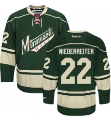 Youth Reebok Minnesota Wild #22 Nino Niederreiter Premier Green Third NHL Jersey