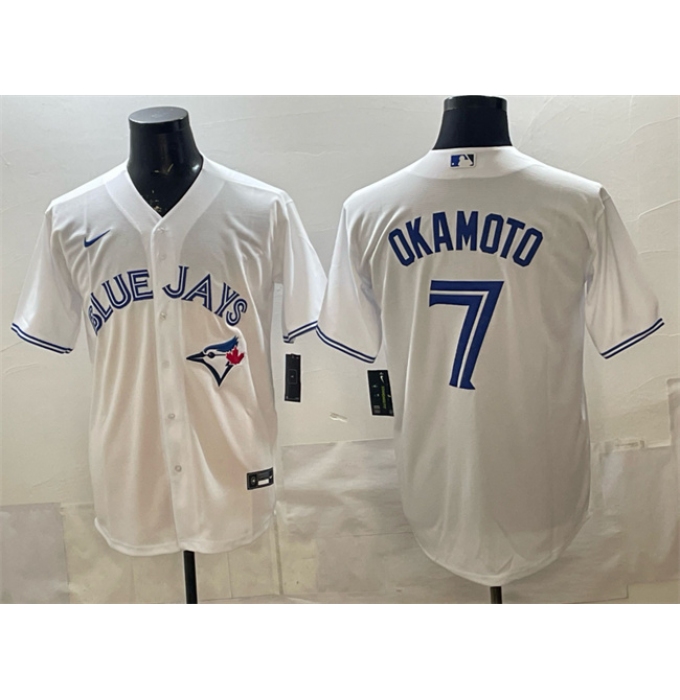 Men's Toronto Blue Jays #7 Kazuma Okamoto White 2025 Cool Base Stitched Baseball Jersey