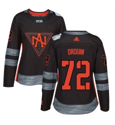 Women's Adidas Team North America #72 Jonathan Drouin Authentic Black Away 2016 World Cup of Hockey Jersey