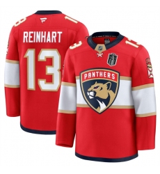 Men's Florida Panthers #13 Sam Reinhart Red 2025 Stanley Cup Final Stitched Hockey Jersey