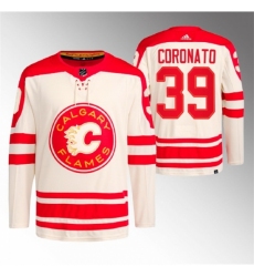 Men's Calgary Flames #39 Matt Coronato 2023 Cream Heritage Classic Primegreen Stitched Jersey