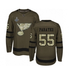 Youth St. Louis Blues #55 Colton Parayko Authentic Green Salute to Service 2019 Stanley Cup Champions Hockey Jersey