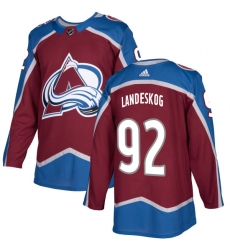 Men's Adidas Colorado Avalanche #92 Gabriel Landeskog Authentic Burgundy Red Home NHL Jersey