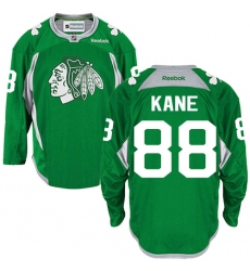Men's Reebok Chicago Blackhawks #88 Patrick Kane Premier Green Practice NHL Jersey