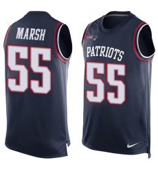 Men's Nike New England Patriots #55 Cassius Marsh Limited Navy Blue Player Name & Number Tank Top NFL Jersey