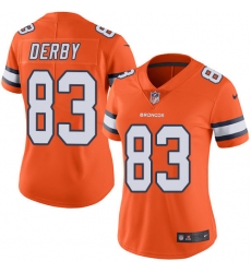 Women's Nike Denver Broncos #83 A.J. Derby Limited Orange Rush Vapor Untouchable NFL Jersey