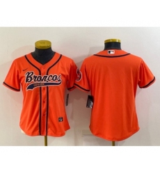 Youth Denver Broncos Blank Orange With Patch Cool Base Stitched Baseball Jersey
