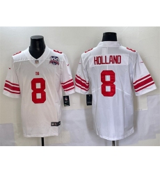 Men's New York Giants #8 Jevon Holland White 2025 With 100th Season Vapor Untouchable Limited Stitched Jersey