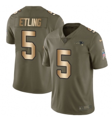 Youth Nike New England Patriots #5 Danny Etling Limited Olive Gold 2017 Salute to Service NFL Jersey