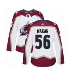 Women's Adidas Colorado Avalanche #56 Cale Makar Authentic White Pink Fashion NHL Jersey
