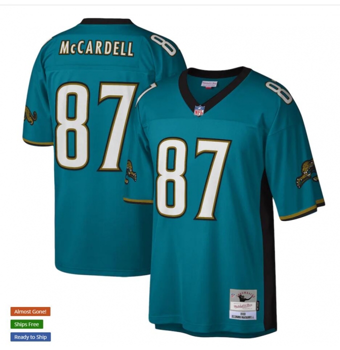Men's Jacksonville Jaguars #87 Keenan McCardell Mitchell & Ness Teal NFL Throwback Football Jersey