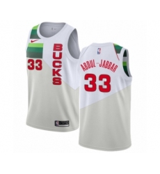 Men's Nike Milwaukee Bucks #33 Kareem Abdul-Jabbar White Swingman Jersey - Earned Edition