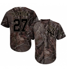 Men's Majestic New York Yankees #27 Giancarlo Stanton Authentic Camo Realtree Collection Flex Base MLB Jersey