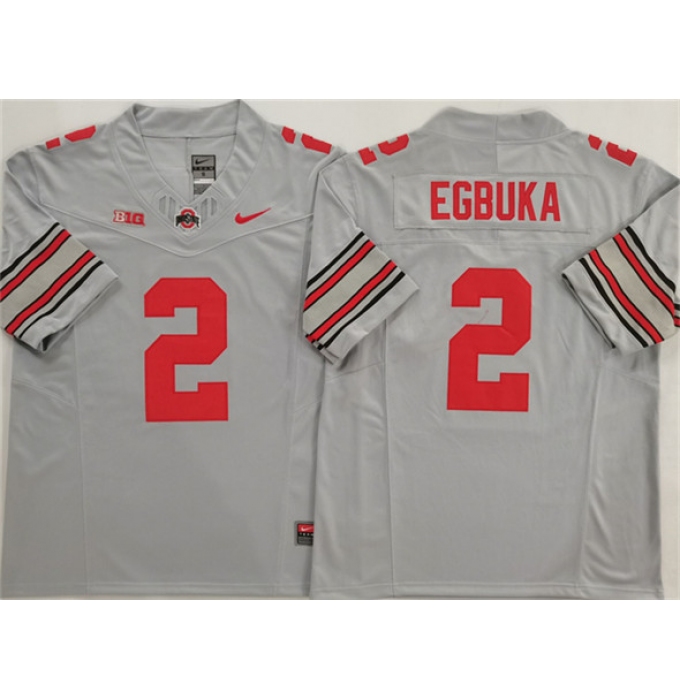 Men's Ohio State Buckeyes #2 Emeka Egbuka Gray 2025 F.U.S.E. Limited Stitched Jersey