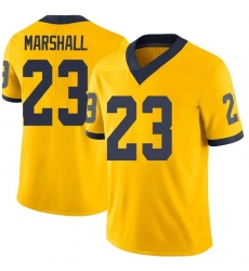 Men's Michigan Wolverines #23 Jordan Marshall Yellow Stitched Football Jersey