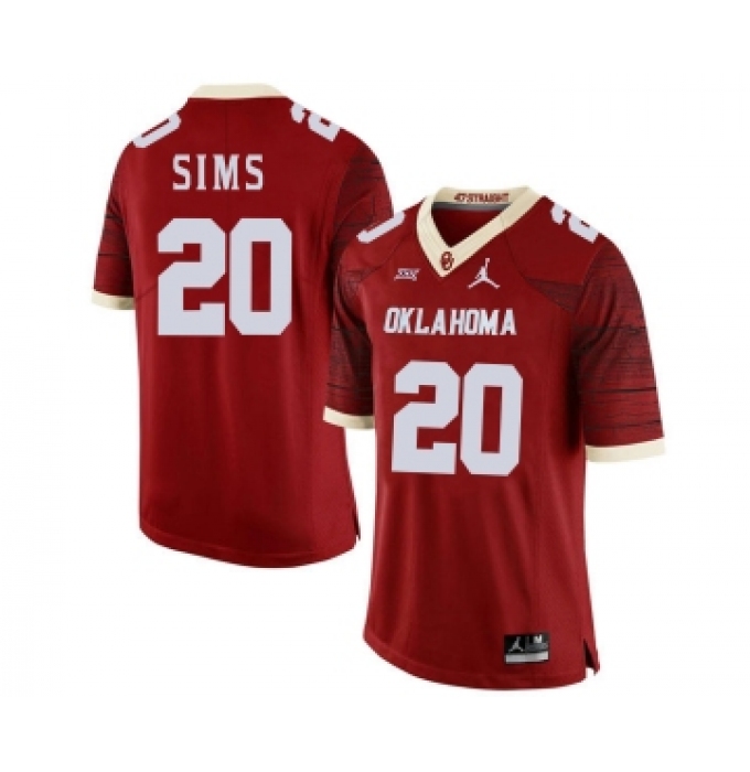Oklahoma Sooners 20 Billy Sims Red 47 Game Winning Streak College Football Jersey
