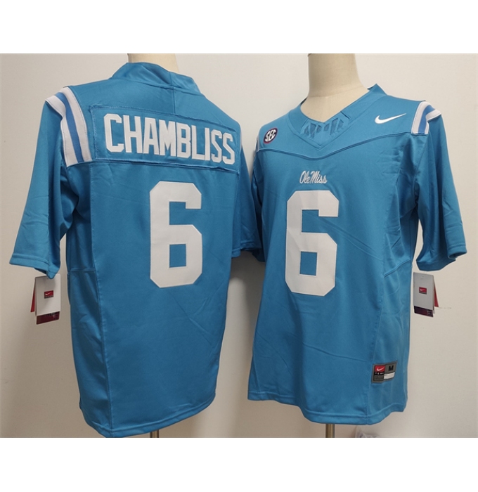 Men's Ole Miss Rebels #6 Trinidad Chambliss Blue 2025 F.U.S.E. Stitched jersey