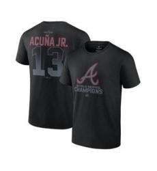 Men's Atlanta Braves #13 Ronald Acuna Jr. Black 2021 World Series Champions Name & Number T-Shirt