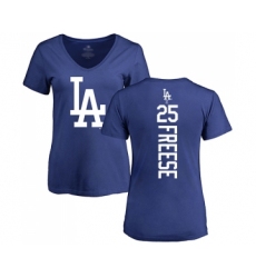 Baseball Women's Los Angeles Dodgers #25 David Freese Royal Blue Backer T-Shirt