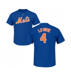 Baseball New York Mets #4 Jed Lowrie Royal Blue Name & Number T-Shirt