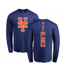 Baseball New York Mets #7 Gregor Blanco Royal Blue Backer Long Sleeve T-Shirt