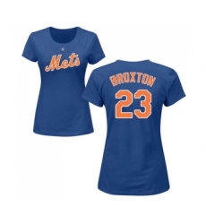 Baseball Women's New York Mets #23 Keon Broxton Royal Blue Name & Number T-Shirt