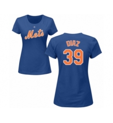 Baseball Women's New York Mets #39 Edwin Diaz Royal Blue Name & Number T-Shirt