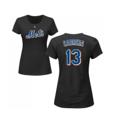 MLB Women's Nike New York Mets #13 Asdrubal Cabrera Black Name & Number T-Shirt