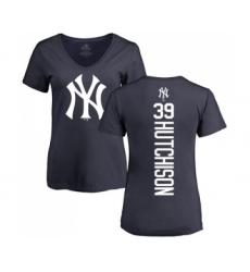 Baseball Women's New York Yankees #39 Drew Hutchison Navy Blue Backer T-Shirt
