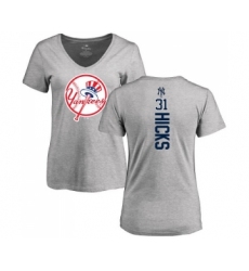 MLB Women's Nike New York Yankees #31 Aaron Hicks Ash Backer T-Shirt